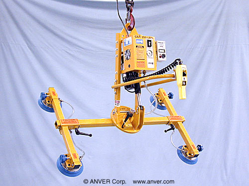 ANVER Four Pad Electric Lifter with Powered Tilt and Manual Rotate for Lifting & Handling Glass Panes 6 ft x 5 ft (1.8 m x 1.5 m) up to 250 lb (113 kg)